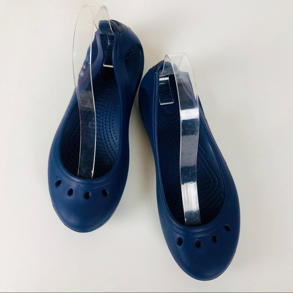 Crocs indigo blue slip on sling back flats